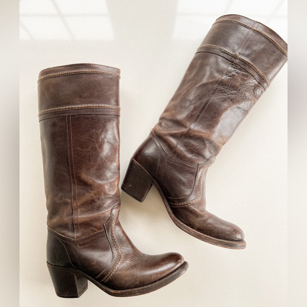 Frye Boots, tall Jane style in chocolate brown size 8.